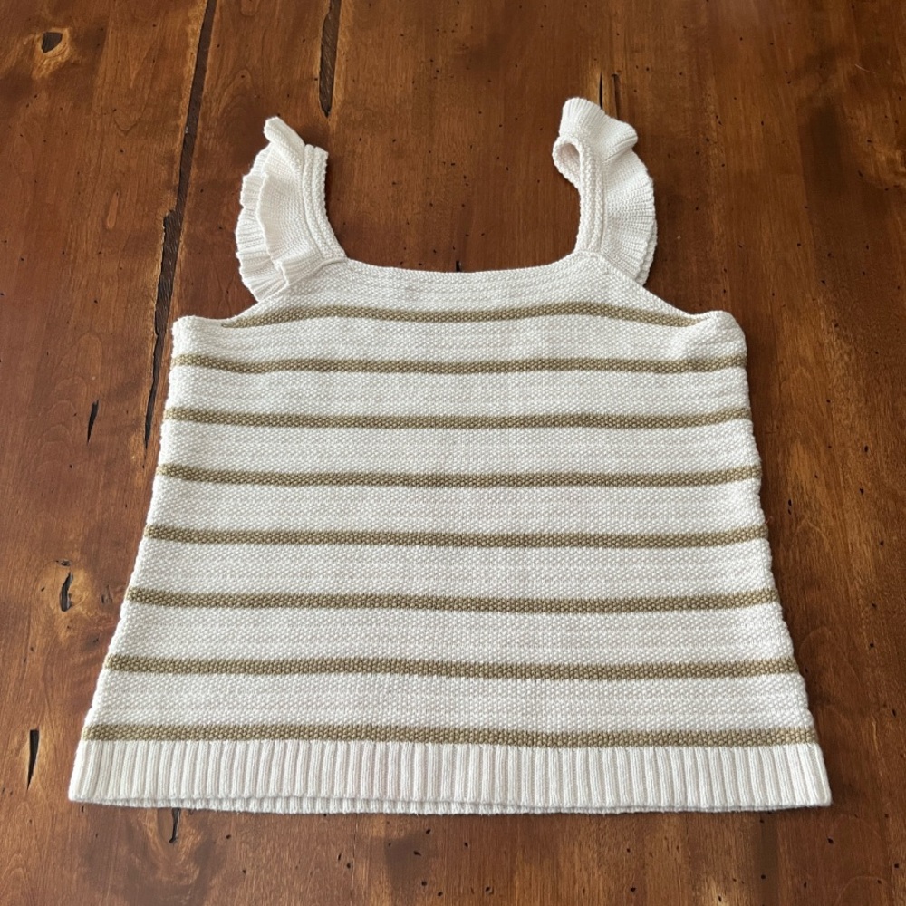 Ann Taylor‎ Loft And and White Striped Knit Tank Top